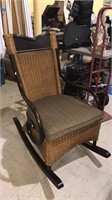 Wicker Bent Wood rocking chair with the cushion