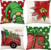 Covers 18x18 Set of 4 Merry Christmas Gnome Truck