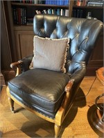 CENTURY HICKORY, NC TUFTED  LEATHER CHAIR