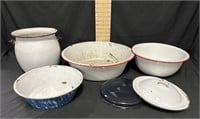 Large Enamelware Basin, Enamel Pot, Enamel Bowls