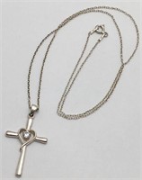 Sterling Silver Necklace & Cross Pendant