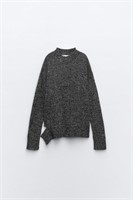 Zara SLIT HEM TWISTED YARN KNIT SWEATER-M