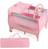 Retail$150 Foldable Baby Playpen(Pink)