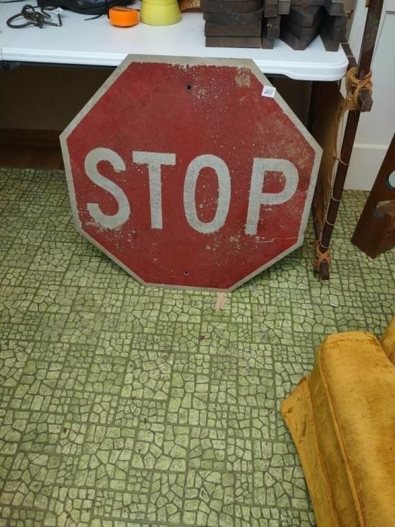 Metal stop sign. 30" hexagon.