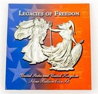 Coin Legacies of Freedom-2 Bullion Silver Coins-BU