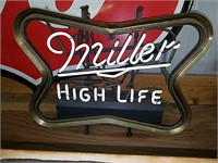 Miller High Life neon sign. Light is flashing,