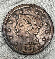 1846 Large Cent Tall Date