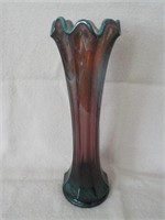purple carnival glass 14" vase slight possible