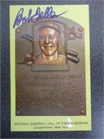 Bob Feller Signed Hall of Fame Plaque Postcard