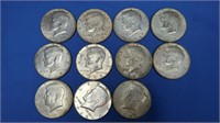 11 Kennedy Clad Half Dollars-40% Silver