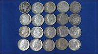 19 Roosevelt Dimes-90% Silver &  1 Mercury Dime