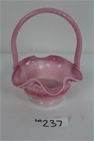 Fenton glass basket pink 8"T