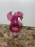 PINK/WHITE ART GLASS VASE 8 1/2" X 4 1/2" DIA