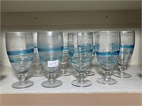 8 ART GLASS STEM GLASSES 8" TALL