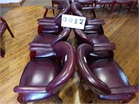 6x Studded Oxblood Vinyl Side Chairs Conference