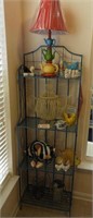 Four tier designer style blue wire shelf and