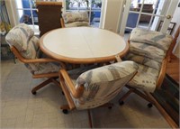 Contemporary Oak dining table with leaf and