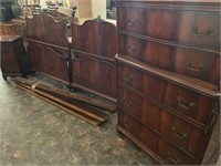 Five piece bedroom set includes nightstand, tall