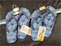 2 Pair Flip Flops Boys 11/12