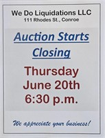 Auction starts closing Thursday 6-20-24