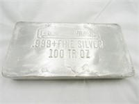 100 troy oz Colonial .999+ fine silver bar APMEX
