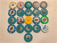 21 Various Las Vegas Nevada Casino Chips