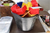 Plastic feed bucket w/organizer bins