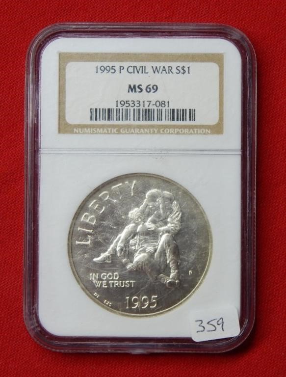 1995 Civil War Dollar NGC MS69