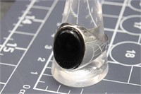 Sterling Silver, Size 11½, Black Jade Ring
