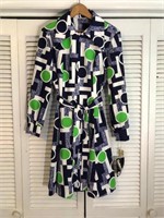 VINTAGE NOS NAVY/GREEN POLYESTER DRESS 13/14