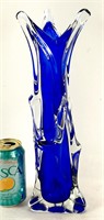 Vase style MURANO bleu cobalt MID-CENTURY 14½"H