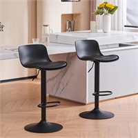 YOUNIKE Bar Stools Set of 2 Modern Black PU Counte