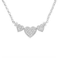 14K White Gold Princess Diamond Heart Pendant Neck