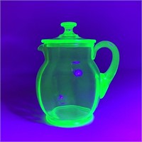 URANIUM GLASS LIDDED PITCHER