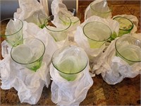 Green Depression 10x Wine and Water Glasses