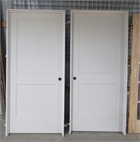 (2) Two panel hollow core wood interior doors