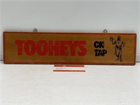 Original TOOHEYS ON TAP Hanging Timber Bar Sign