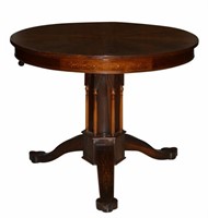 English Gothic Revival Marquetry Rosewood Table