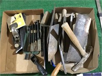 Pair of boxes: chisels, cement trowels