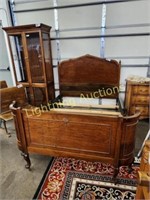 VINTAGE WALNUT FRENCH CURVED FOOTBOARD BED