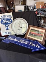 4 PC. FORD ADV. CLOCK, PICTURE 67-68 MUSTANG & 2