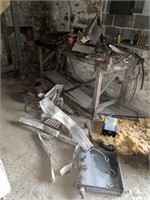 SCRAP METAL & WORKBENCH WITH CONTENTS