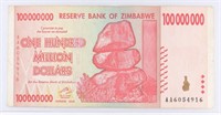 ZIMBABWE 100 MILLION DOLLARS BANK NOTE