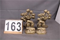 Brass Owl Book Ends - Brass Floral Book Ends