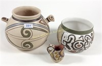 Lot: 3 stoneware vases/pitcher; SW style