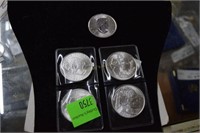 5 Silver Rounds (1 Troy Oz. Each: 4 American India
