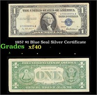 1957 $1 Blue Seal Silver Certificate Grades xf