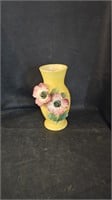 Pottery Vase with Applied Flowers Made in Italy