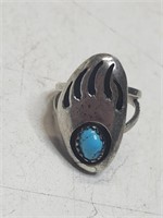 Bear's foot silver & turquoise southwest style