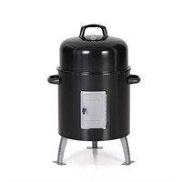 1 17 in. Charcoal Smoker in Black with Built-in